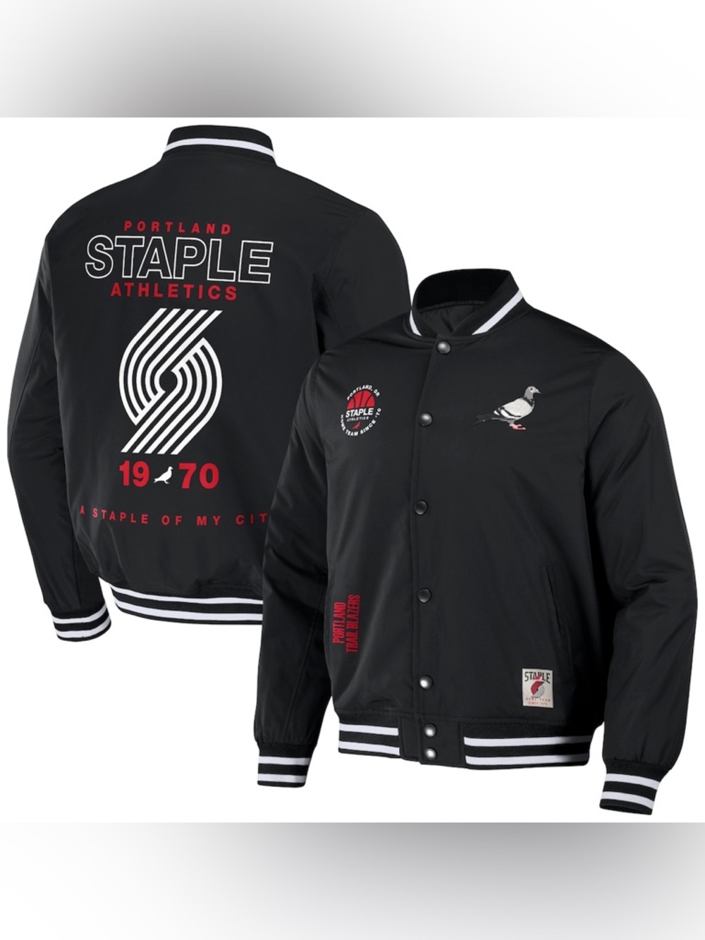 Staple x Portland Trail Blazers Pigeon Snap Varsity Snap Jacket NBA Men’s Large